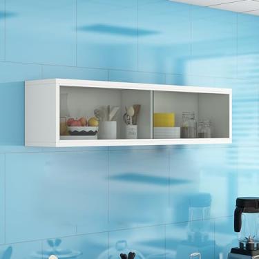 Imagem de Vitrine de vidro montada na parede de madeira maciça, armazenamento de cozinha estreito com portas deslizantes, suporte de exibição de madeira para banheiro com sensor de luz para quarto/banheiro