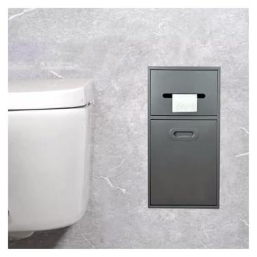 Imagem de Nicho de chuveiro de aço inoxidável, suporte de papel higiênico embutido, suporte de armazenamento de parede para banheiro, cozinha, sala de estar, cinza 50 x 20 x 14 cm - solução durável e elegante