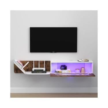 Imagem de CFGH6FDF Suporte de TV flutuante para armário de TV flutuante console de mídia montado na parede, centro de entretenimento flutuante com unidade de parede de mídia de porta de vidro (grande)