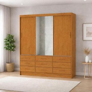 Imagem de Guarda Roupa 9 Gavetas 3 Portas 1 Espelho Sunset-Grand Line