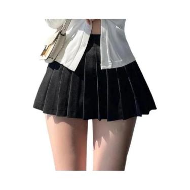 Imagem de Saia Mini Plissada Sexy Feminina Coreana Branca E Preta Estilo Gyaru Y