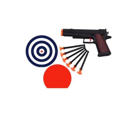 Imagem de Kit 1 Pistola Arminha De Brinquedo 6 Dardo +2 Alvos  id822 - Genérico