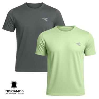 Imagem de Kit 2 Camisetas Diadora Small Logo Masculina - Chumbo e Verde Claro XG