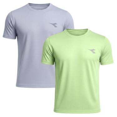 Imagem de Kit 2 Camisetas Diadora Small Logo Masculina - Cinza e Verde XGG, Cinz