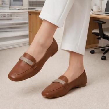 Imagem de Sapatilha Feminina Confortável Luxo Sapato Feminino Mocassim Bico Quad