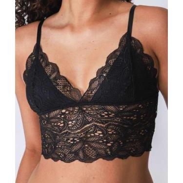 Imagem de Sutiã Bra Top De Renda Sem Bojo Preto-14019 - AMBIENTE INTIMO, 46, Pre
