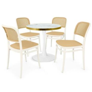 Imagem de Conjunto Mesa De Jantar Redonda Majestic 70cm Branca Com 4 Cadeiras Ro