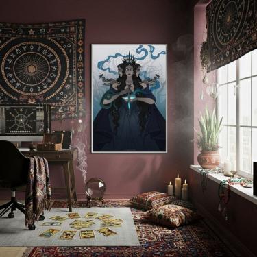 Imagem de Quadro Decorativo Hécate Deusa Grega da Bruxaria - 70x50cm