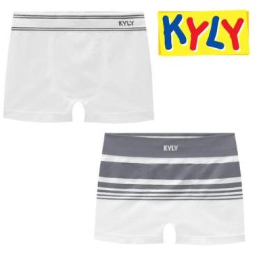 Imagem de Kit Com 2 Cuecas Boxer Infantil Sem Costura Kyly- tamanho:GG 16 A 18 A