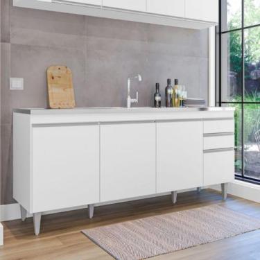 Imagem de Balcão Cozinha Ágatha 180cm Com Tampo Moderno Cor:Branco - Maderatto M