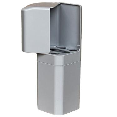Imagem de Porta Escovas e Creme Dental OEM para Organização de Itens de Higiene Bucal com Encaixe Adesivo Plástico Cinza 21cm