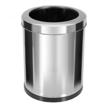 Imagem de Lixeira em Aço Inox com Aro Inox 30L Abertura Manual com Bandeja Interna Plástica Inox