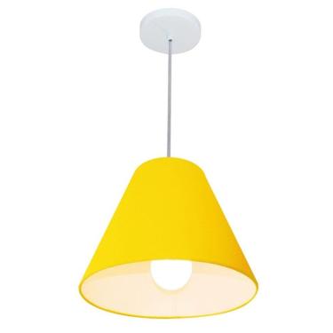 Imagem de Lustre Pendente Md-4028 com Cúpula em Tecido Cone 25-30x12CM Pequeno Bivolt 110V-220V Amarelo Vivare Brasil Iluminação