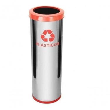 Imagem de Lixeira Higipack 30L Aço Inox com Aro Pintado Abertura Superior Bandeja Interna Inox