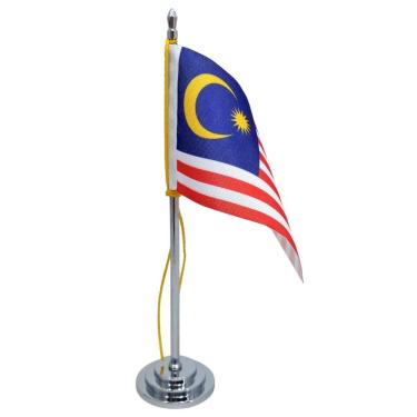 Imagem de Mini Bandeira de Mesa Malásia 8CM X 5,5CM com Mastro 15CM para Decoração com Corte a Laser Amarelo SP Bandeiras