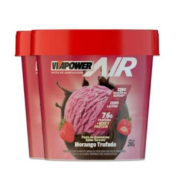 Imagem de Kit 2 Pasta de Amendoim Vitapower Whey Morango Trufado 280g - Vitafor
