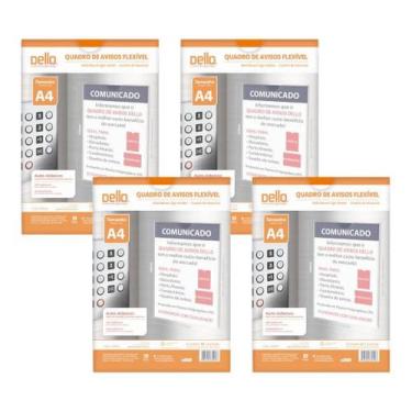 Imagem de Kit 4 Quadro Aviso Multiuso Expositor Cristal Folha A4 Dello