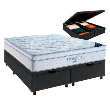 Imagem de Box Bau Blindado Cinza + Colchão Queen Freedom Ortobom