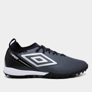 Imagem de Chuteira Society Umbro Top Speed Club Unissex, Grafite, Preto, 42