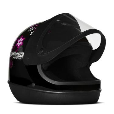 Imagem de Capacete Moto Mulher Preto Sport Moto For Girls Pro Tork Tamanho 56