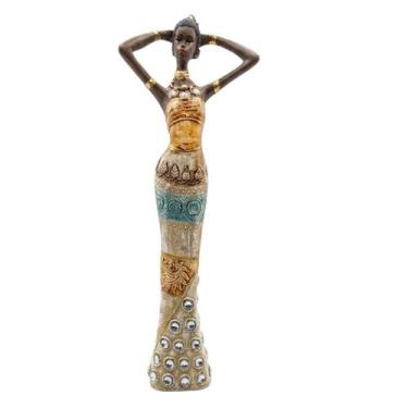 Imagem de Escultura Africana Majestosa: Brilho de Pedras e Elegância COR:MODELO 