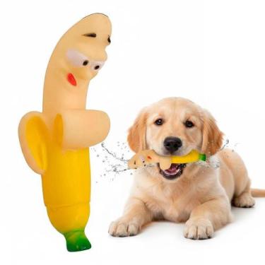 Imagem de Mordedor Banana Vinil com Apito para Cachorros  Bom Amigo