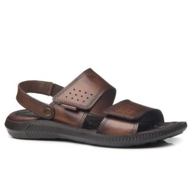 Imagem de Sandália Pegada Masculina Em Couro Ortopédica 133154, Pinhão, 40