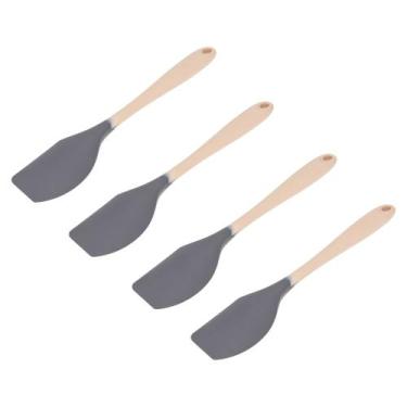 Imagem de Kit Quatro Espátulas Arredondadas Bicolor Cinza e Creme Weck