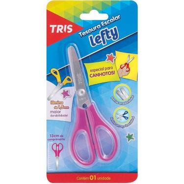 Imagem de Tesoura Escolar Summit Tris Lefty para Canhoto 13cm Aço Inoxidável Caixa com 12 Azul