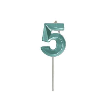 Imagem de Vela de Aniversário Slim Metallic Tiffany - Festcolor, 5