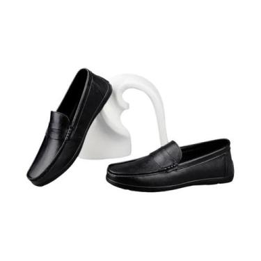 Imagem de Mocassins Masculinos De Couro Genuíno Confortáveis, Casuais, Respiráve