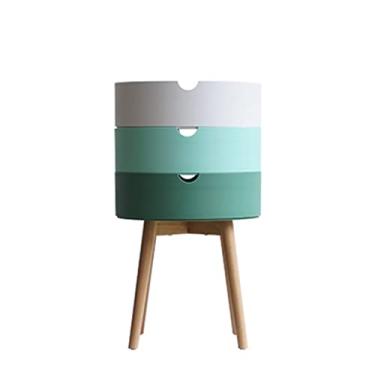 Imagem de Mesas Laterais para Cama Quarto Quarto Mesa de Cabeceira Pequeno Apartamento Multifuncional Sala de Estar Rack Moderno Minimalista Criativa Redonda Mesa de Cabeceira para Quarto (Cor: B)