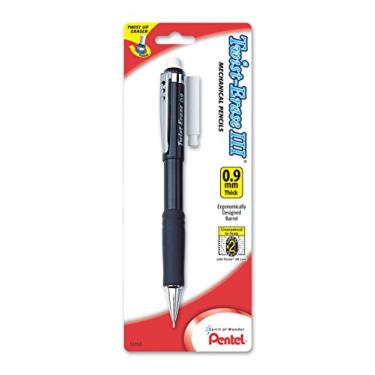 Imagem de Pentel Lápis automático Twist-Erase III com 1 refil de borracha, 0,9 mm, tubos sortidos, 1 pacote (QE519BP-K6)