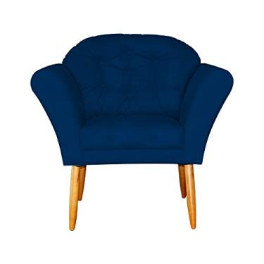 Imagem de Poltrona Decorativa Amélia Pés Palito Suede Azul Marinho - DS Estofados
