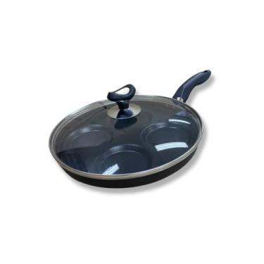 Imagem de Frigideira Teflon 4 Ovos/hamburgueres Antiaderente Com Tampa de Vidro