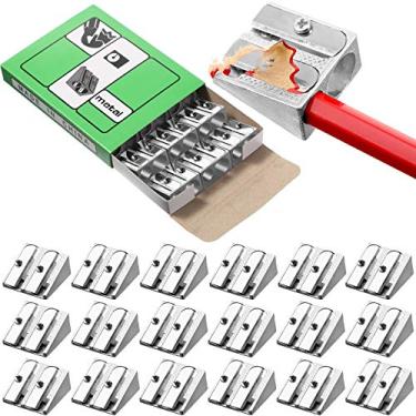 Imagem de Apontadores de lápis com furos duplos de liga de alumínio Apontadores de lápis de metal Apontador de lápis portátil Apontador de lápis pequeno manual para escola, escritório 100º dia de escola