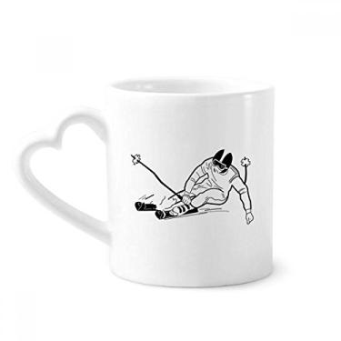 Imagem de Caneca de ilustração preta de esqui esporte de inverno caneca de café cerâmica copo de coração de vidro