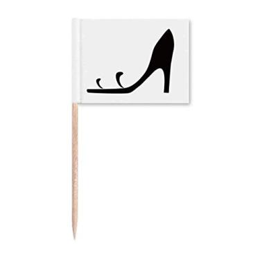 Imagem de Marcador de palito de dente preto com salto alto e desenho simples para decoração de festa