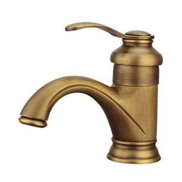 Imagem de LIDON Torneira para pia do banheiro torneira de água quente e fria bronze antigo torneira do banheiro latão furo único retro torneira da pia do banheiro torneira do lavatório preto, preto B (cor: antigo A)