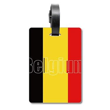 Imagem de Etiqueta de mala com nome da bandeira da Bélgica para cartão de bagagem