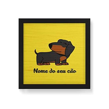 Imagem de Arte Maníacos Quadro Decorativo em Madeira Salsicha Comic - 30x30cm (Moldura caixa em laca preta)