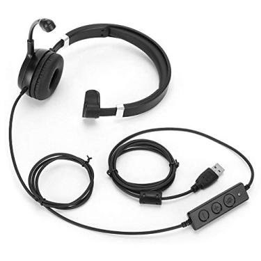 Imagem de FastUU Fone de ouvido de comunicação com fio espiral, operador de telefone USB, fone de ouvido de computador durável com voz de alta definição para escritório, chat on-line, ensino online