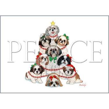 Imagem de Shih Tzu Cartas de Natal: 10 Cartas de Feriado com Envelopes Brancos - ADORÁVEL!