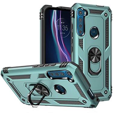Imagem de Capa para Motorola One Fusion 6.5" Capinha com protetor de tela de vidro temperado [2 Pack], Case para telefone de proteção militar com suporte para One Fusion -green
