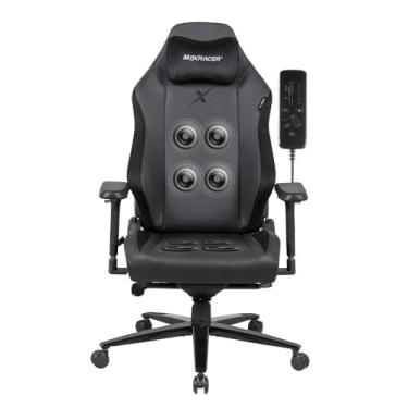 Imagem de MAX RACER - Cadeira Gamer Massageadora Heavy-SMI - Poltronas Gamer de Aço, Cadeira Ergonômica - 8 Pontos de Massagem, Braços 4D, Suporta 150kg, Tecido Sintético PVC, Inclinação 135° - Preta