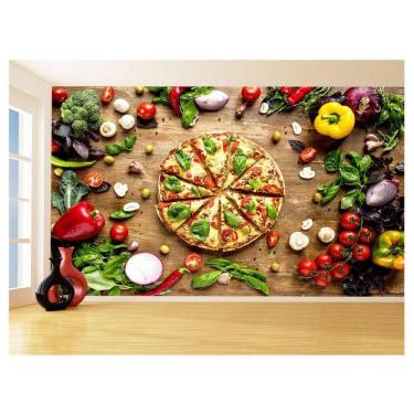 Imagem de Papel De Parede 3D Alimentos Pizza Receita Sabor 3,5M Al451