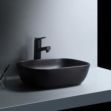 Imagem de Cuba Pia Banheiro Cerâmica Preta Sobrepor Oval - Deend