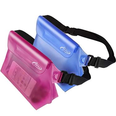 Imagem de AiRunTech Bolsa à prova d'água com alça de cintura (pacote com 2) | Acessórios de praia Melhor maneira de manter seu telefone e objetos de valor seguros e secos | Perfeito para passeios de barco,