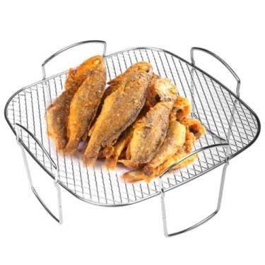 Imagem de Rack para churrasqueira de aço inoxidável de 8 polegadas com 4 pernas Multiuso de camada única Rack para fritadeira de ar geral Acessório para fritadeira Forair Forno para assar Microondas / 3159