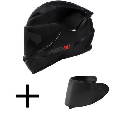 Imagem de Capacete ASX City Solid Preto Brilhante Mais Viseira Fumê